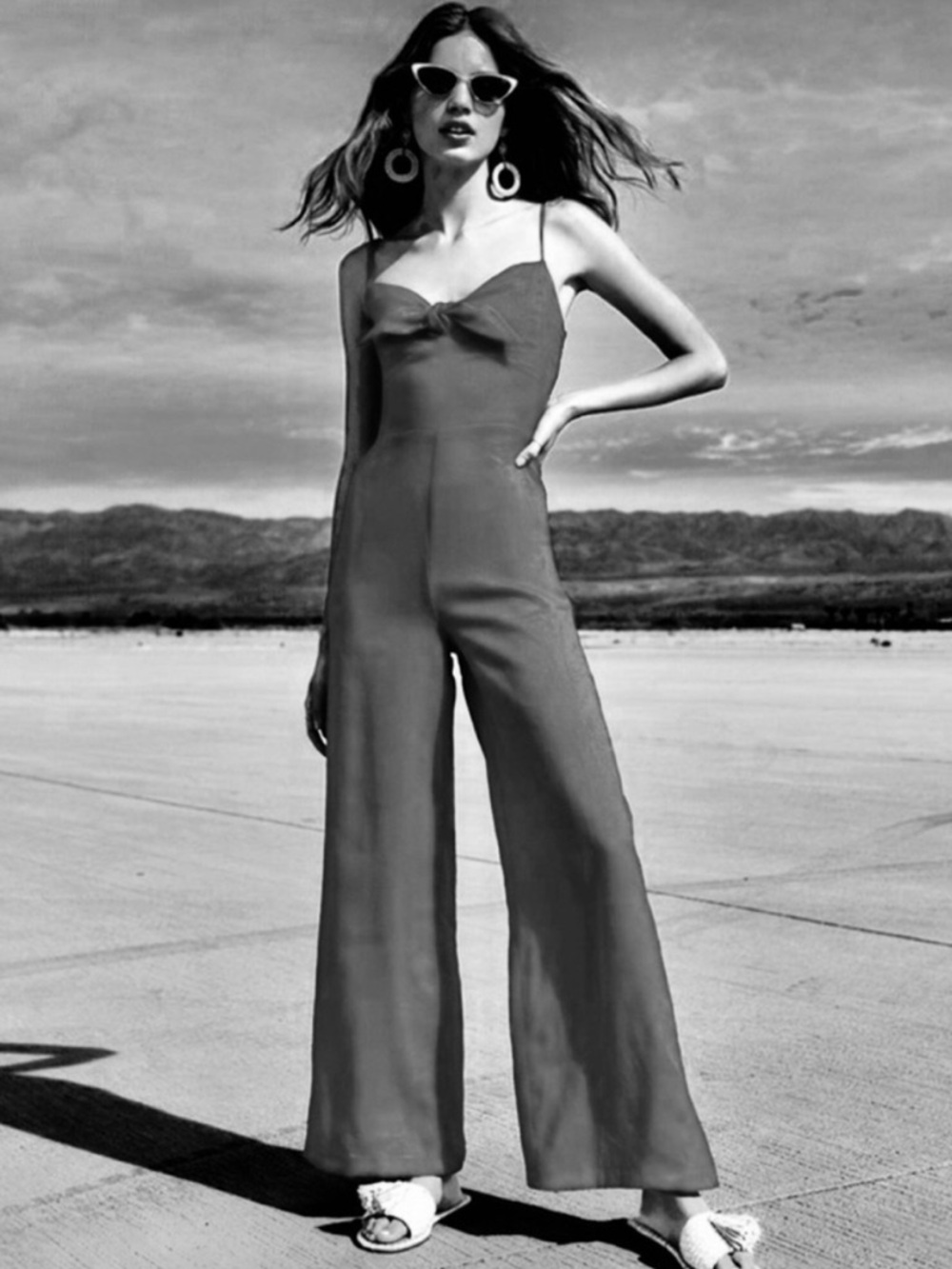 Gianni Bini Strappy Tie-Front Wide-Leg Jumpsuit in Black